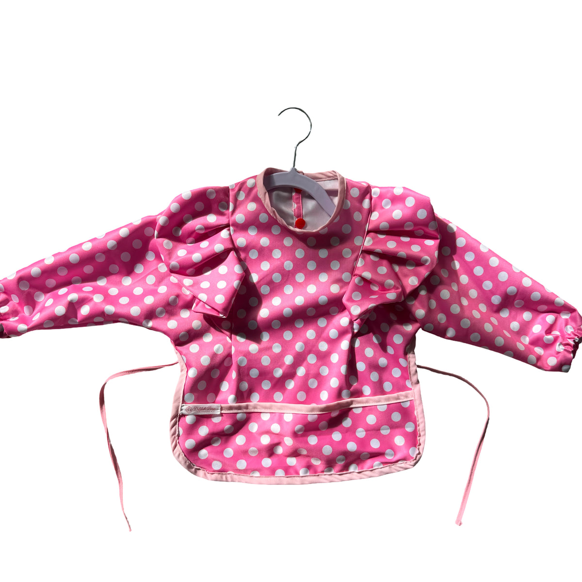 Pink Polka Dot Long Sleeve Bib
