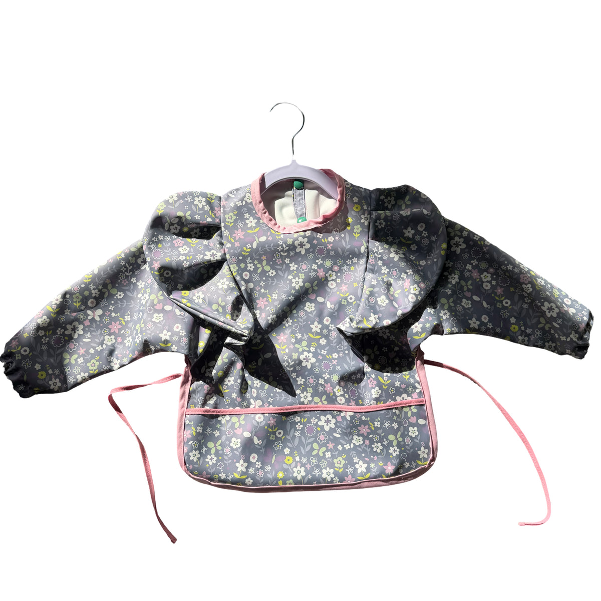Wildflower Long Sleeve Bib - Pink Trim