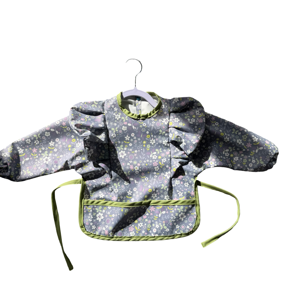 Wildflower Long Sleeve Bib - Green Trim