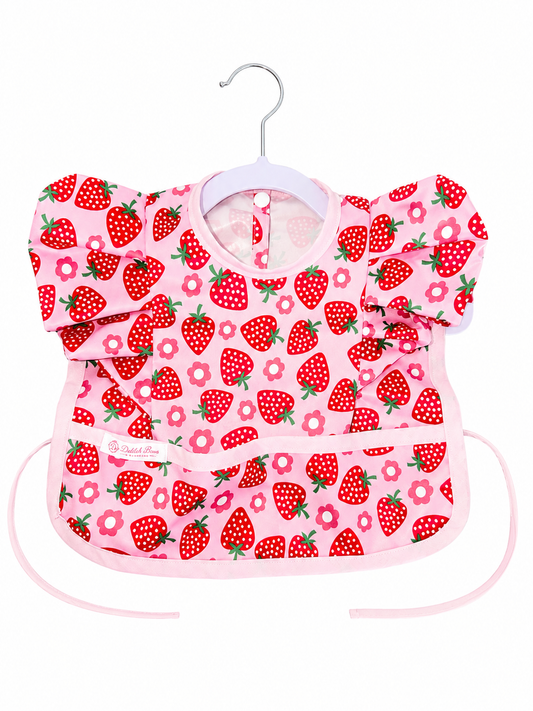 Strawberry Garden Sleeveless Bib - Pink Trim